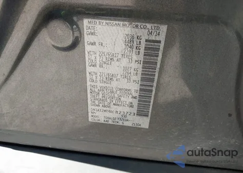 2014 Nissan Rogue Sv from USA, damaged, VIN 5N1AT2MT4EC823723